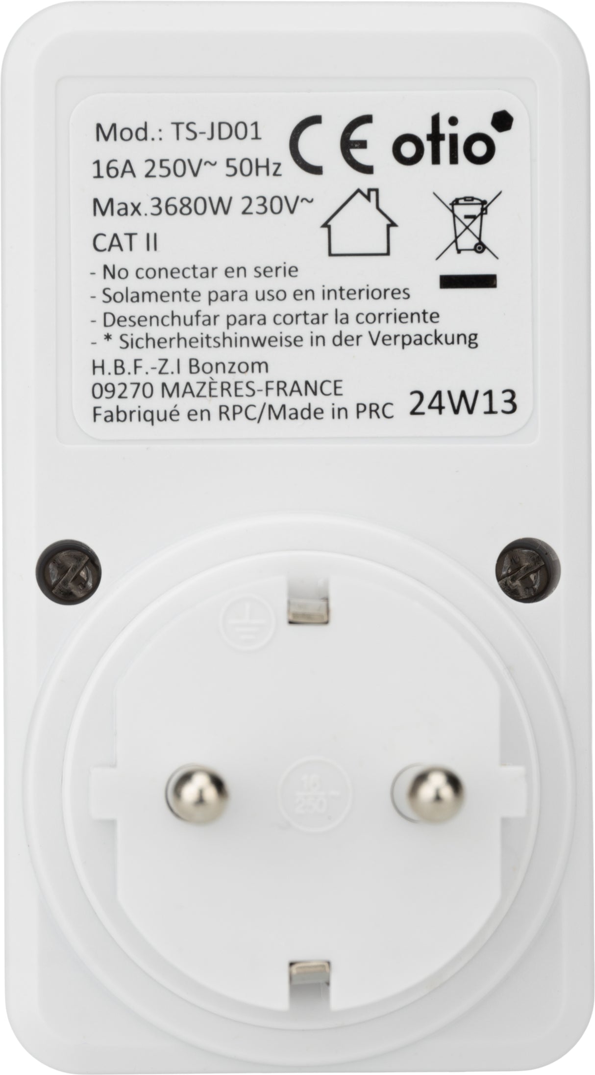 Contrôleur de consommation électrique Schuko - Blanc - Otio