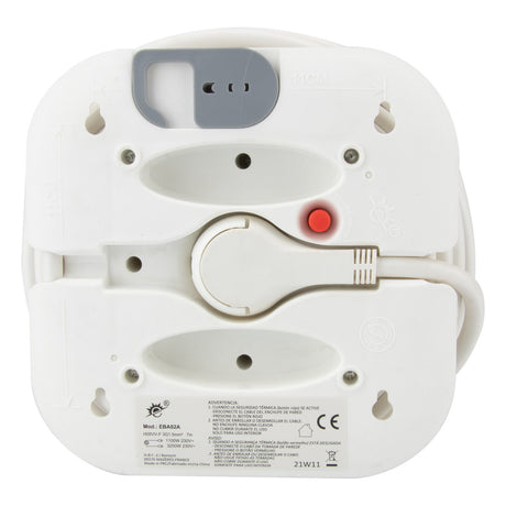 Enrouleur domestique 4 prises Schuko 7m - Blanc - Zenitech