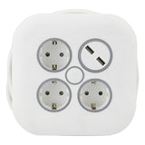 Enrouleur domestique 3 prises Schuko + 2 USB 2,4A 7m - Blanc - Zenitech