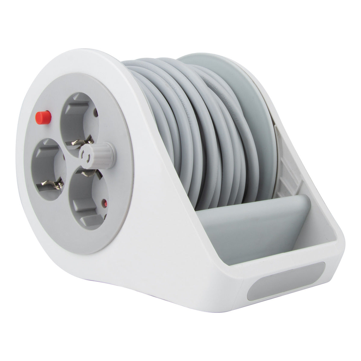 Enrouleur domestique Schuko 3 prises 7m - Gris - Zenitech