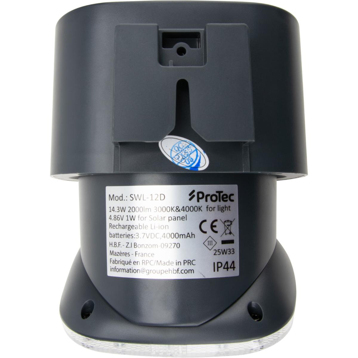 Applique murale solaire LED + détecteur mouvement IP54 - Protec