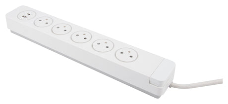 Multiprise parafoudre 5 prises 2P+T 16A + 2 USB - Easy Eject - Mantéa - Otio