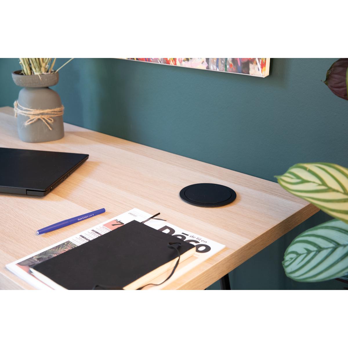 Bloc multiprise encastrable 3 prises 16A + 2xUSB et chargeur induction - Noir - Otio