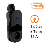 Bloc multiprise nomade Mundo de Zenitech - 4 prises dont 2 USB - noir - Zenitech