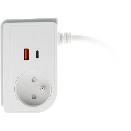 Bloc multiprise Gekko XS clipsable 2 USB A+C 20W 1.5m blanc - Zenitech