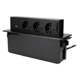 Multiprise rétractable 3 prises Schuko + 2 USB A+C - Noir - Zenitech