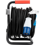 Enrouleur Schuko/CEE P17 20m - Noir/Bleu - Protec