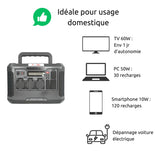 Station d'énergie portable Advance 1500 - Générateur électrique - 1328Wh/1500W - Sortie AC - Noir - Protec