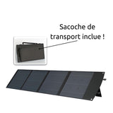 Panneau solaire portatif SolarTec 200 - 200w 18V 6.6A - 4 pans monocristallins - Port USB A-C - Câble DC - Protec