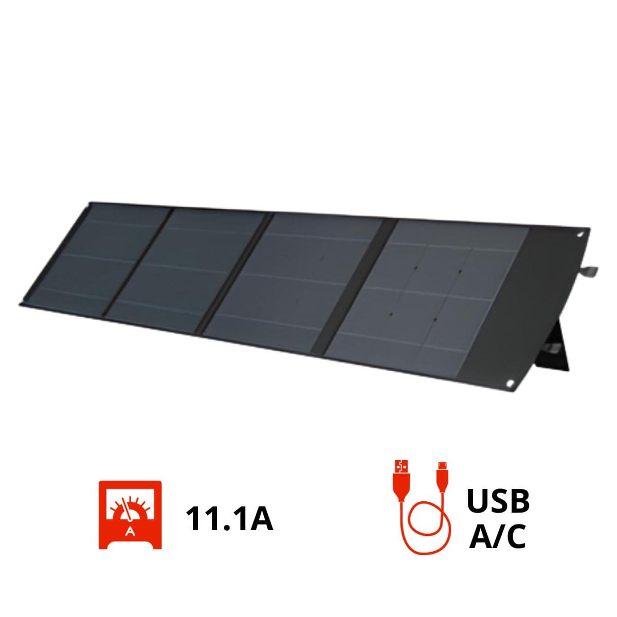 Panneau solaire portatif SolarTec 200 - 200w 18V 6.6A - 4 pans monocristallins - Port USB A-C - Câble DC - Protec