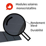 Panneau solaire portatif SolarTec 200 - 200w 18V 6.6A - 4 pans monocristallins - Port USB A-C - Câble DC - Protec