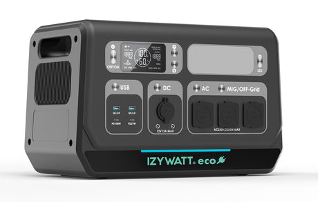 Station électrique portable IZYWATT.eco 2048Wh / 2200W + fonction injection réseau réglable 0-800W