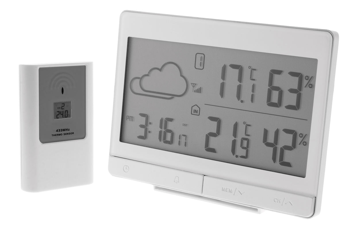 Station météo "L'élégante" avec capteur extérieur sans fil (IP44) - Otio