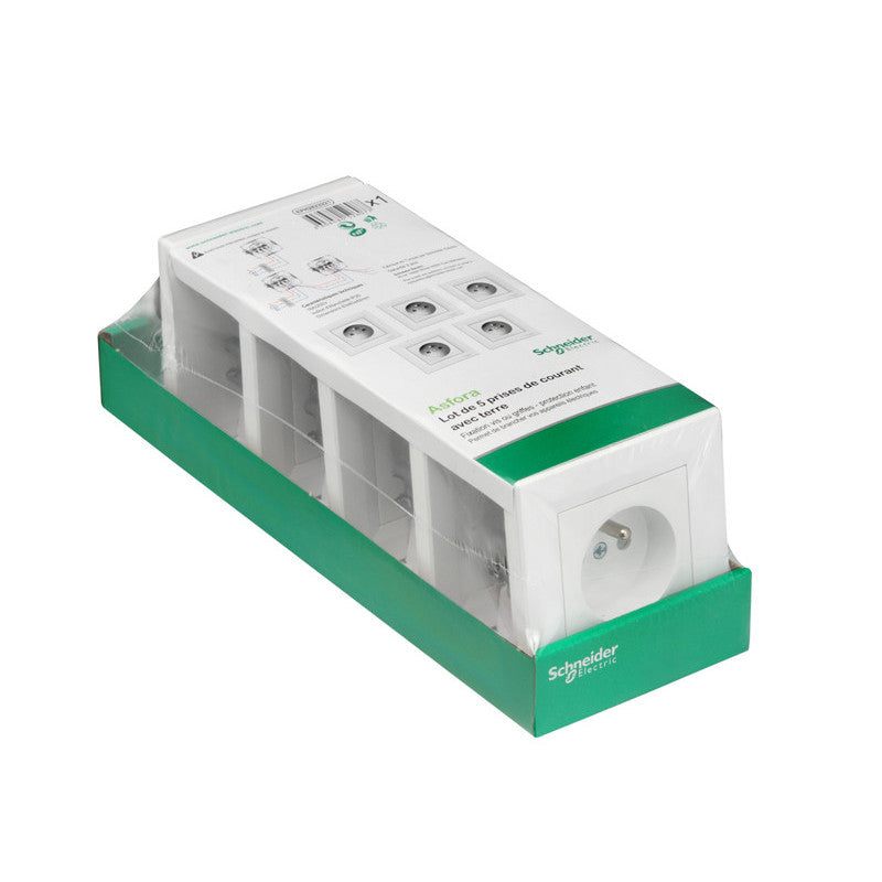 Prise 2P+T à vis - blanc Asfora - Schneider