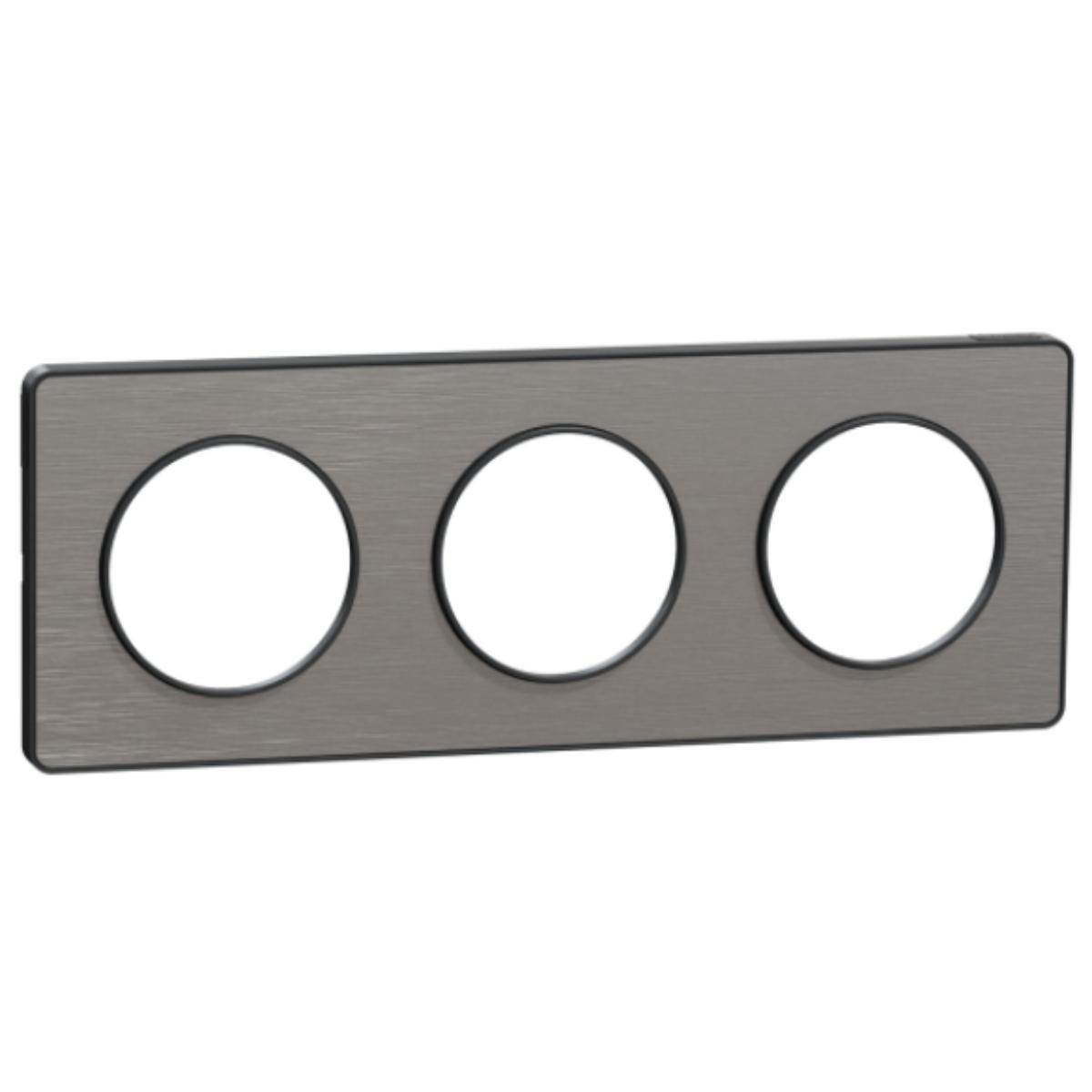 Plaque 3 postes H/V entraxe 71 mm - Odace Touch - Schneider