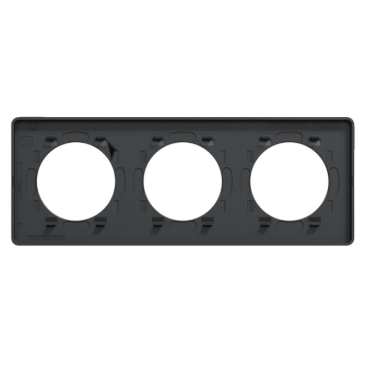 Plaque 3 postes H/V entraxe 71 mm - Odace Touch - Schneider