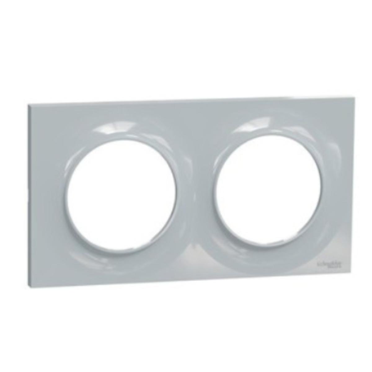 Plaque 2 postes H/V entraxe 71 mm - Odace Styl - Schneider