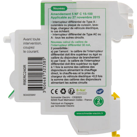 Interrupteur différentiel automatique embrochable Type AC - XE Schneider