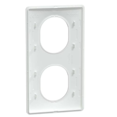 Plaque finition 2 postes Verticale Blanc 71 mm - Ovalis - Schneider