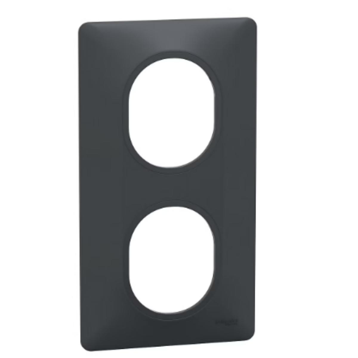 Plaque finition 2 postes verticale 71 mm - Ovalis - Schneider