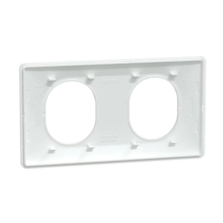 Plaque finition 2 postes horizontale Blanc entraxe 71 mm - Ovalis - Schneider