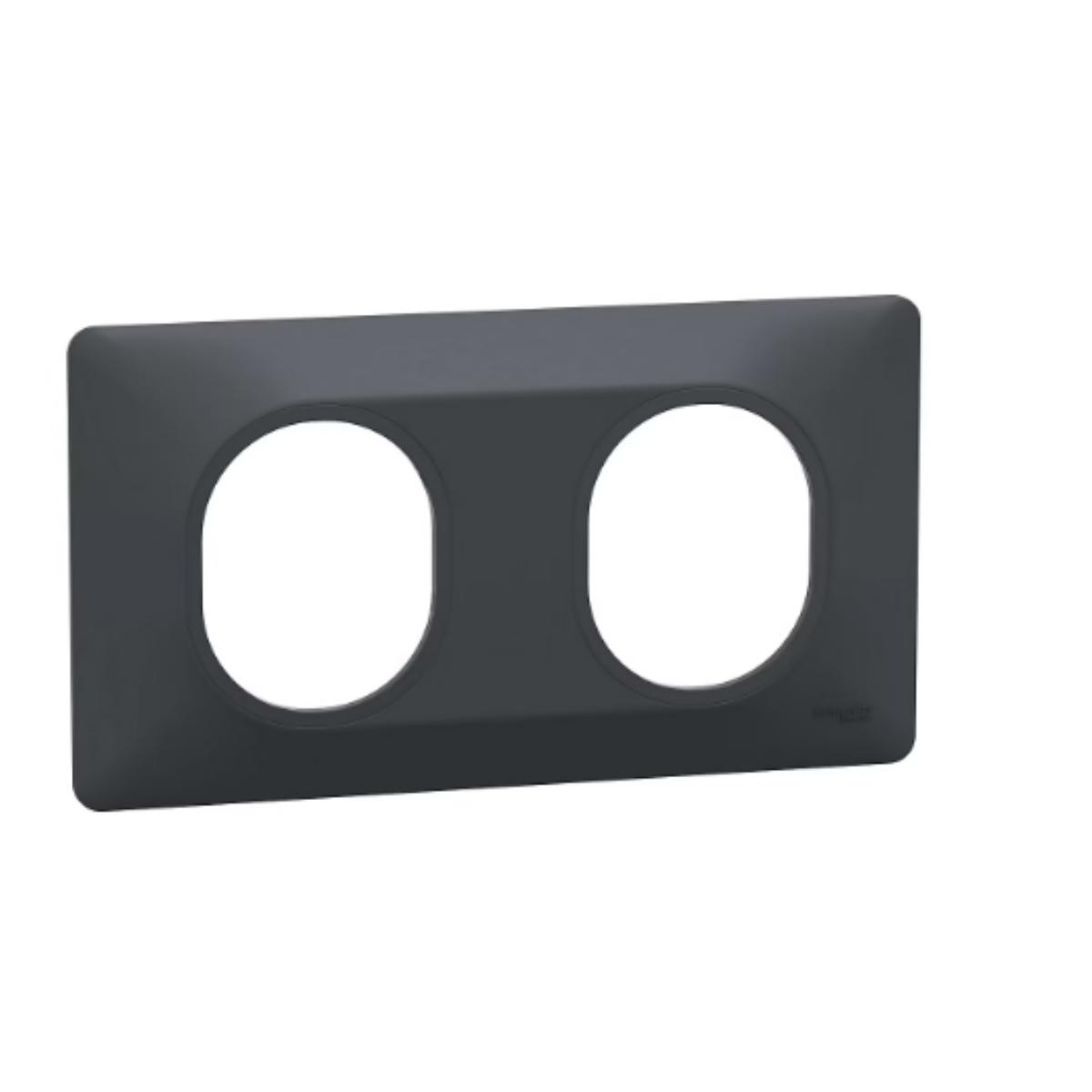 Plaque finition 2 postes horizontale entraxe 71 mm - Ovalis - Schneider