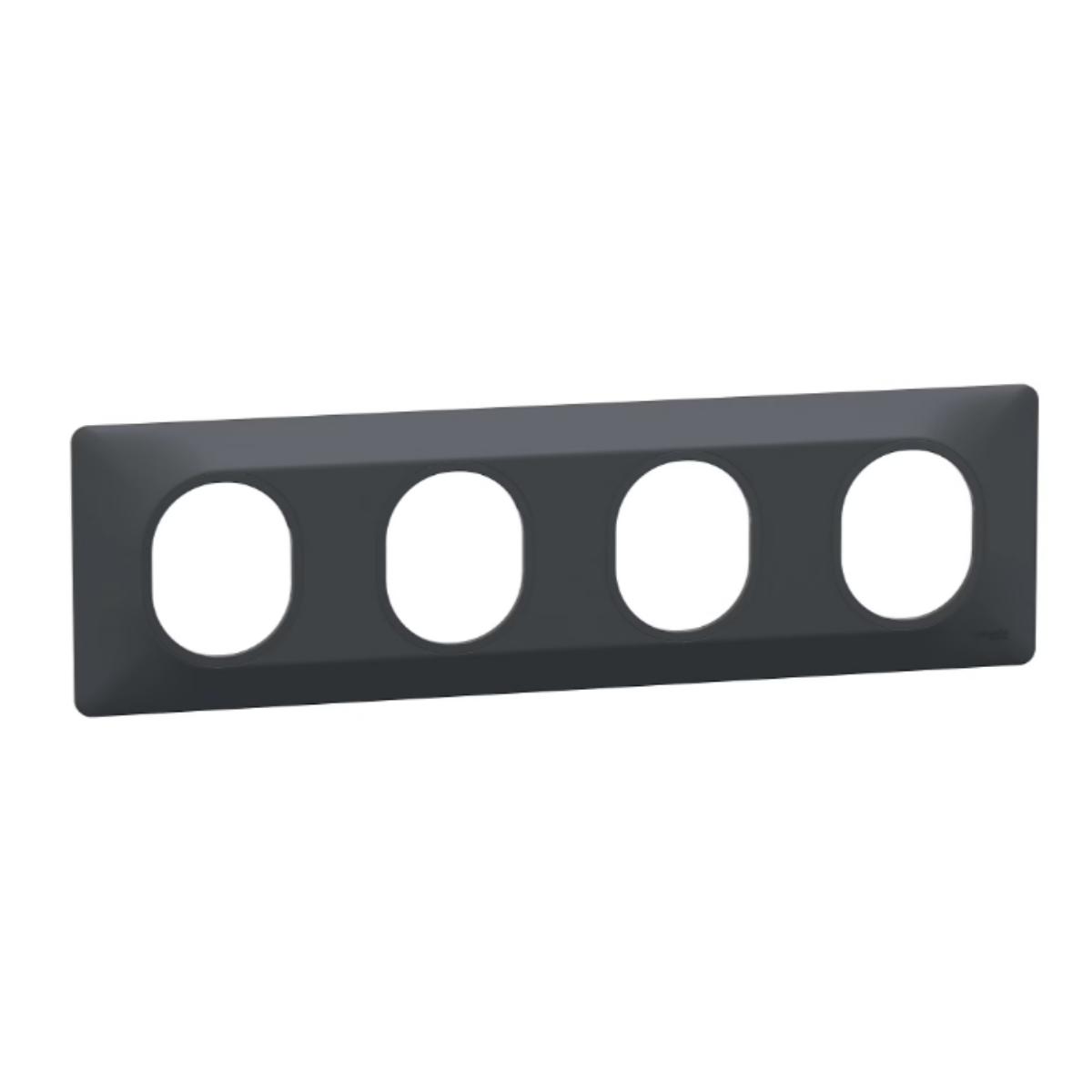 Plaque finition 4 postes horizontale entraxe 71 mm - Ovalis - Schneider