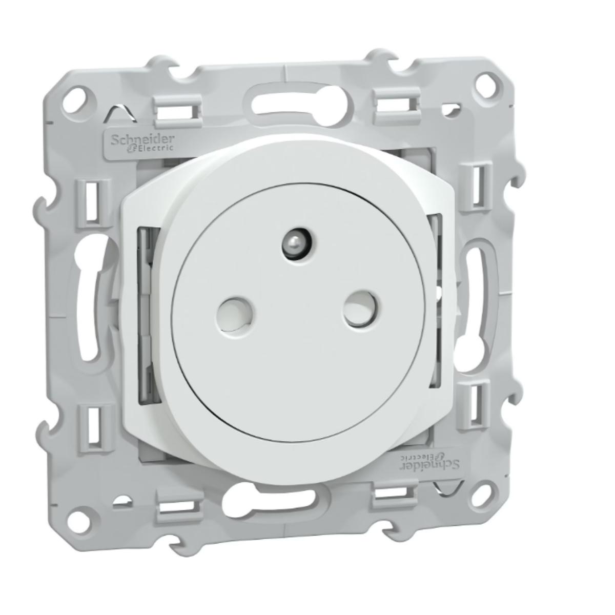 Prise double affleurante avec terre 16A Blanc - Odace - Schneider