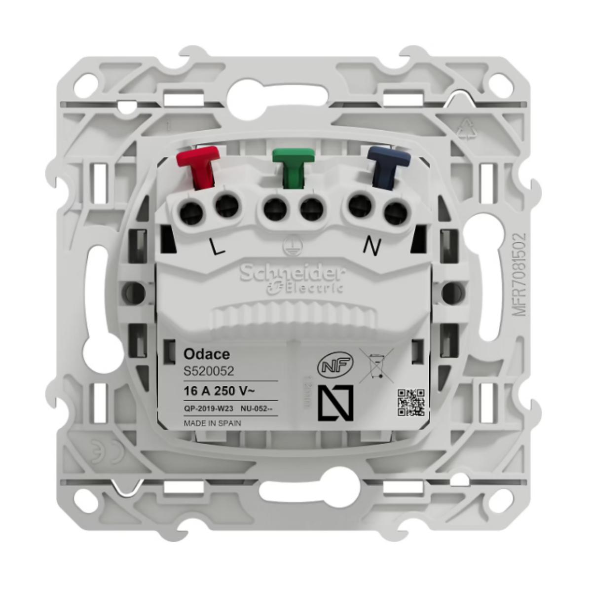 Prise affleurante 2P+T 16A bornes auto - Ovalis - Schneider