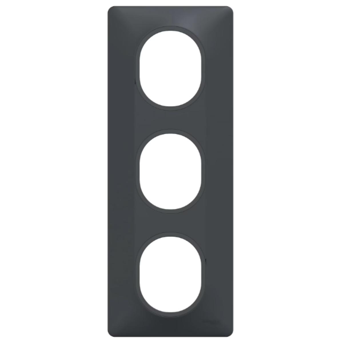 Plaque finition 3 postes verticale entraxe 71 mm - Ovalis - Schneider