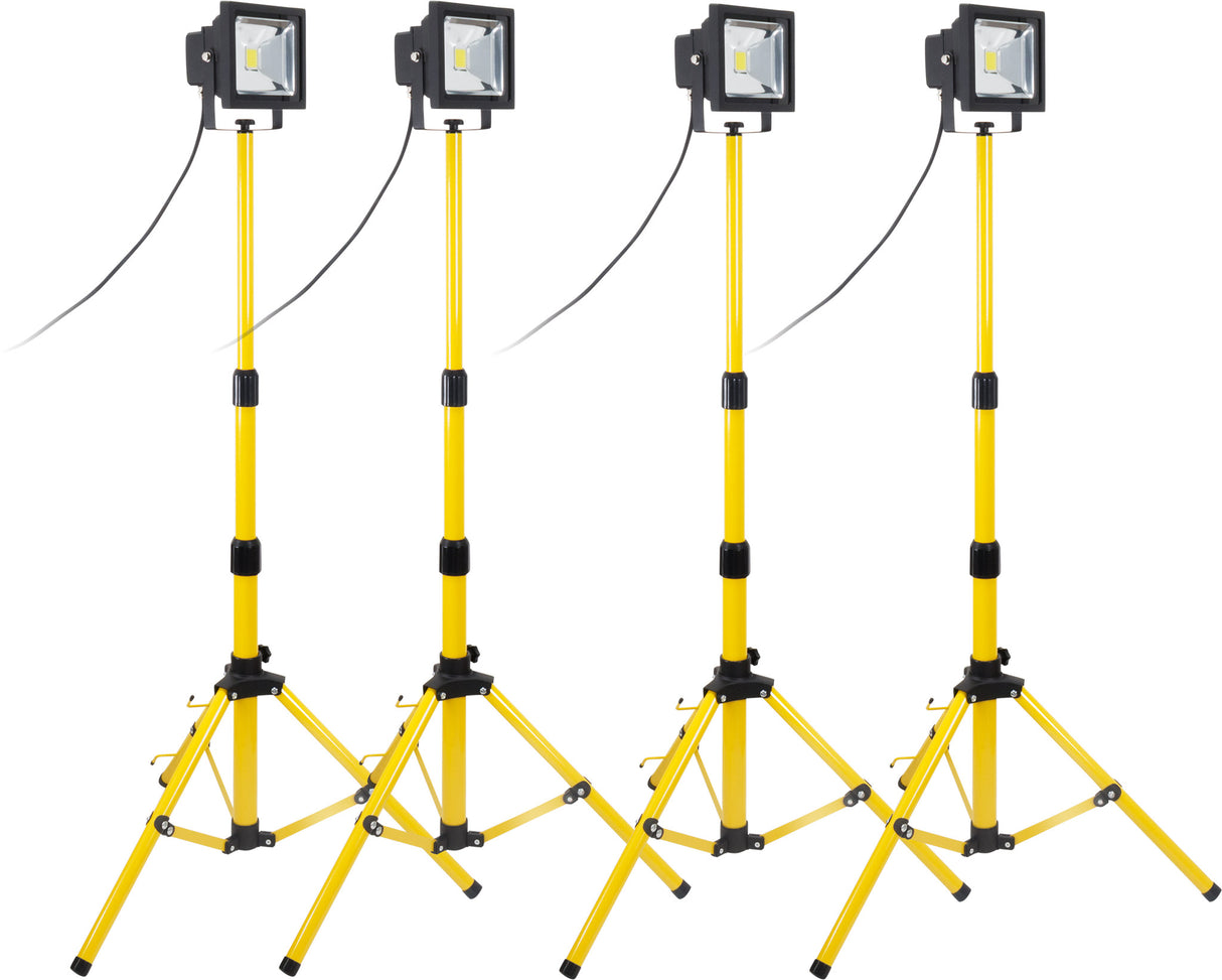 Lot de 4 Projecteurs LED 20W Jaune Chantier - IP65 CE