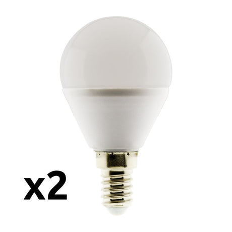 Lot de 2 ampoules LED sphériques E14 - 5W - Blanc chaud - 400 Lumen - 6500K - A+ - Zenitech