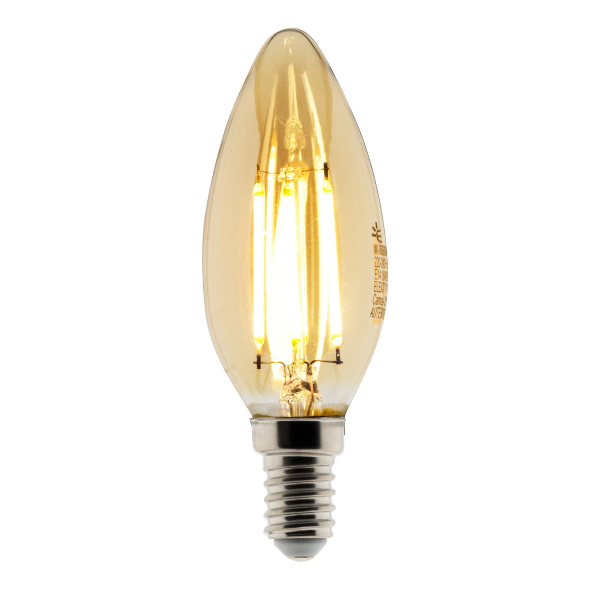 Ampoule Déco filament LED ambrée Flamme 4W E14 400lm 2500KK