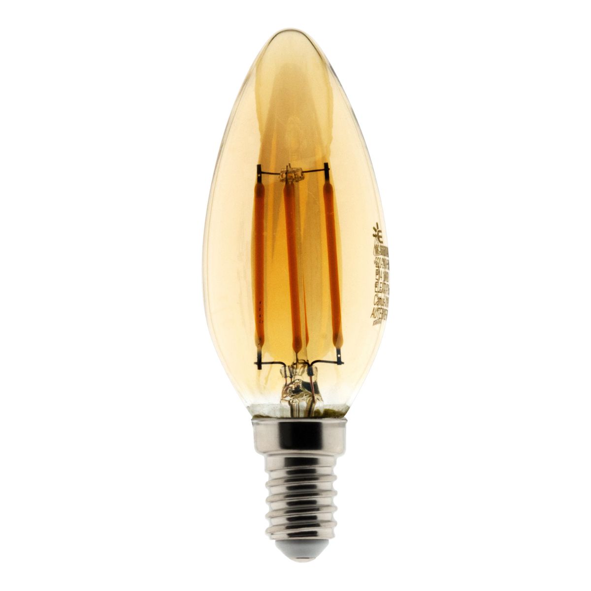 Ampoule Déco filament LED ambrée Flamme 4W E14 400lm 2500KK