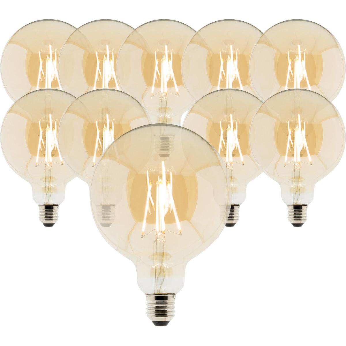 Lot de 10 ampoules Déco filament LED ambrée Globe 7W E27 720lm 2500K