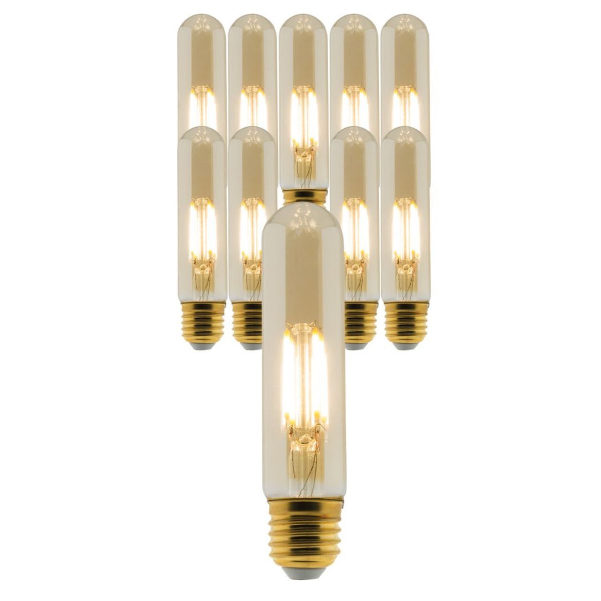 Lot de 10  ampoules Déco filament LED ambrée Tube 4W E27 400lm 2500K