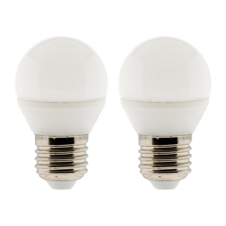 Lot de 2 ampoules LED sphériques E27 - 5W - Blanc chaud - 400 Lumen - 2700K - A++ - Zenitech