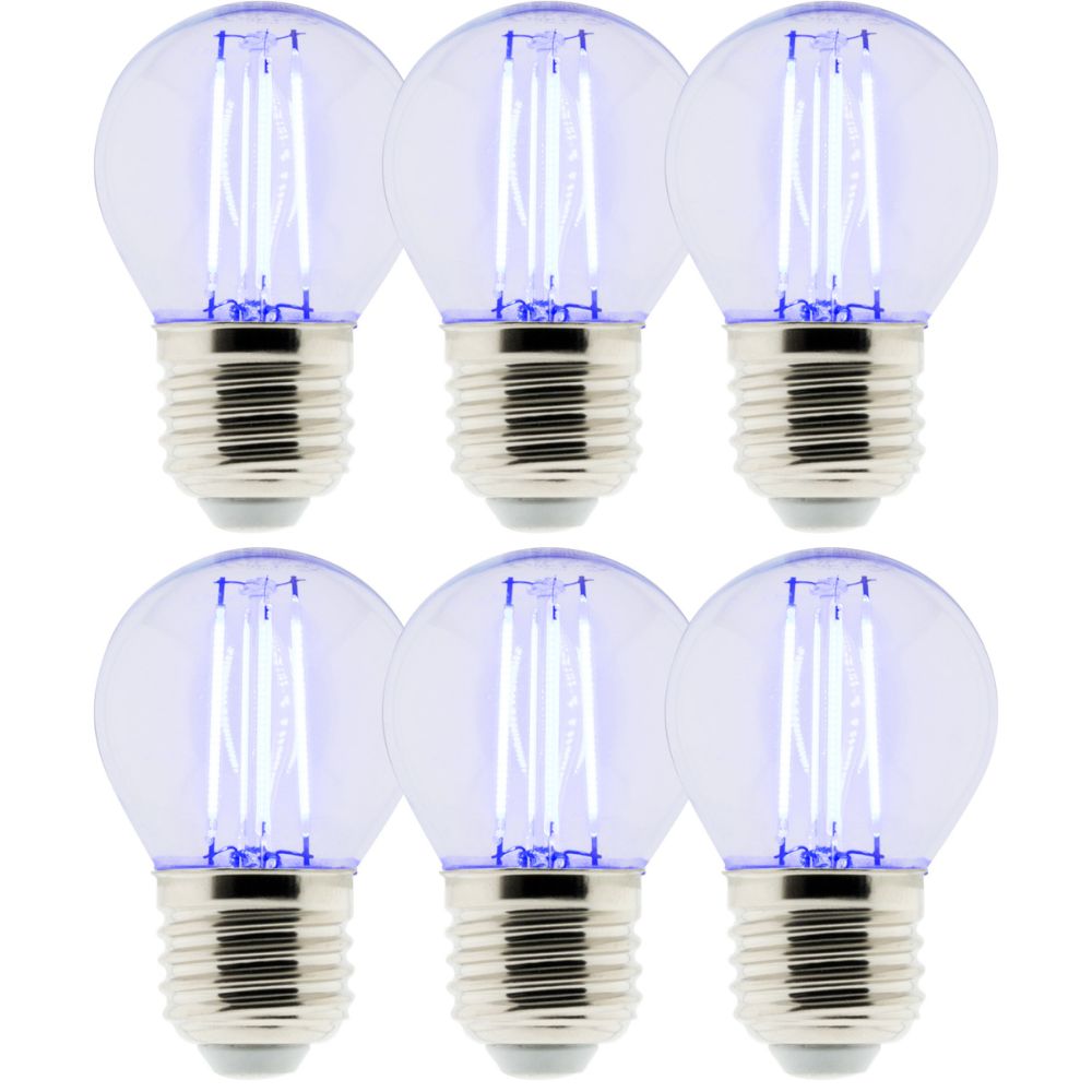 Lot de 6 Ampoules LED Déco filament bleu 3W E27 Sphérique