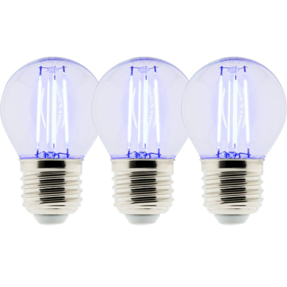 Pack de 3 ampoule LED Déco filament bleu 3W E27 Sphérique