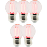 Lot de 5 Ampoules LED Déco filament rouge 3W E27 Sphérique