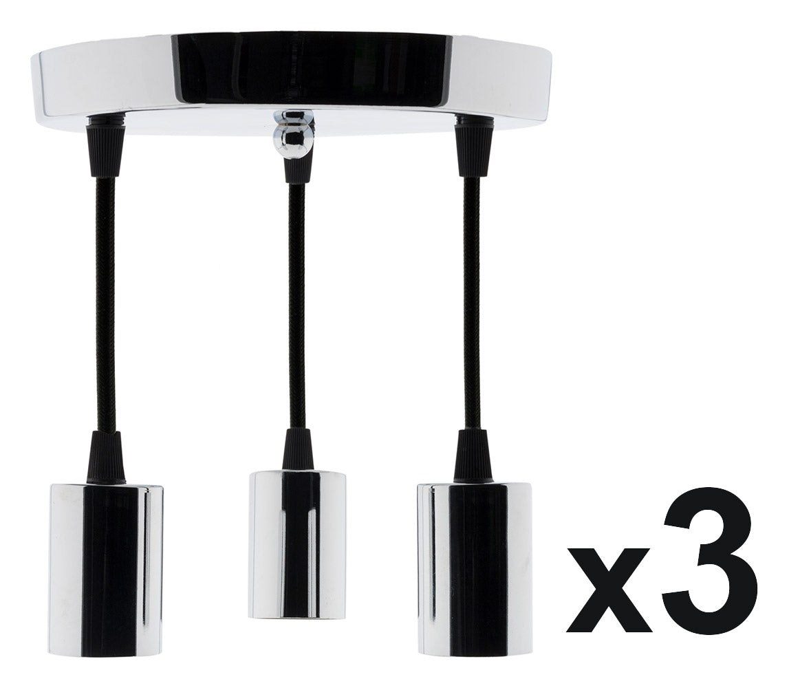 Kit suspension triple métal chromé + cordon 1m - Elexity