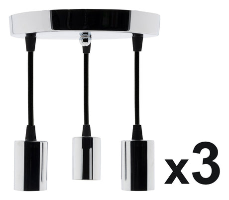 Kit suspension triple métal chromé + cordon 1m - Elexity