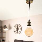 Kit suspension vintage avec câble textile et ampoule filament carbone Petit globe - Zenitech