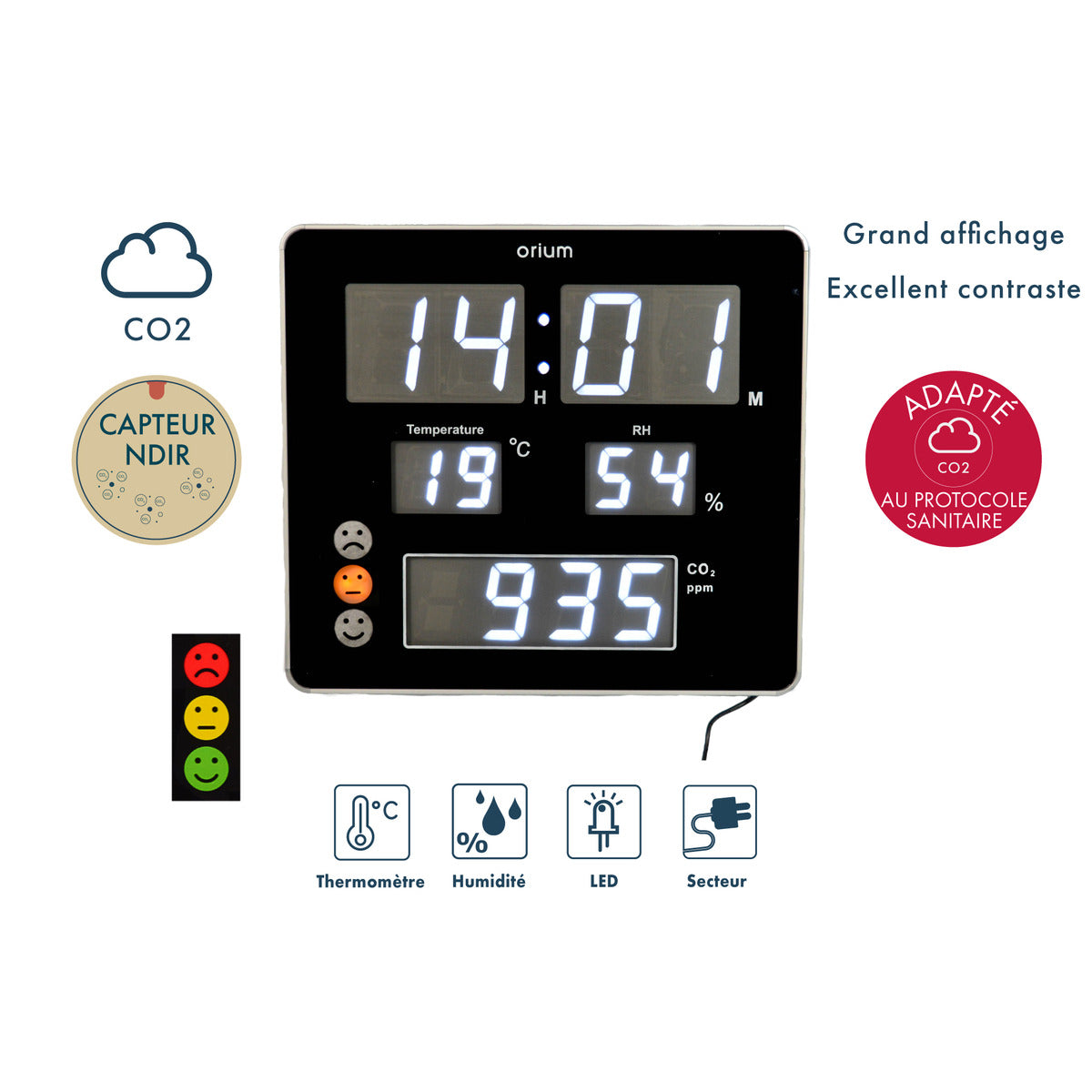 Horloge capteur de CO2 Quaelis 18 - Orium