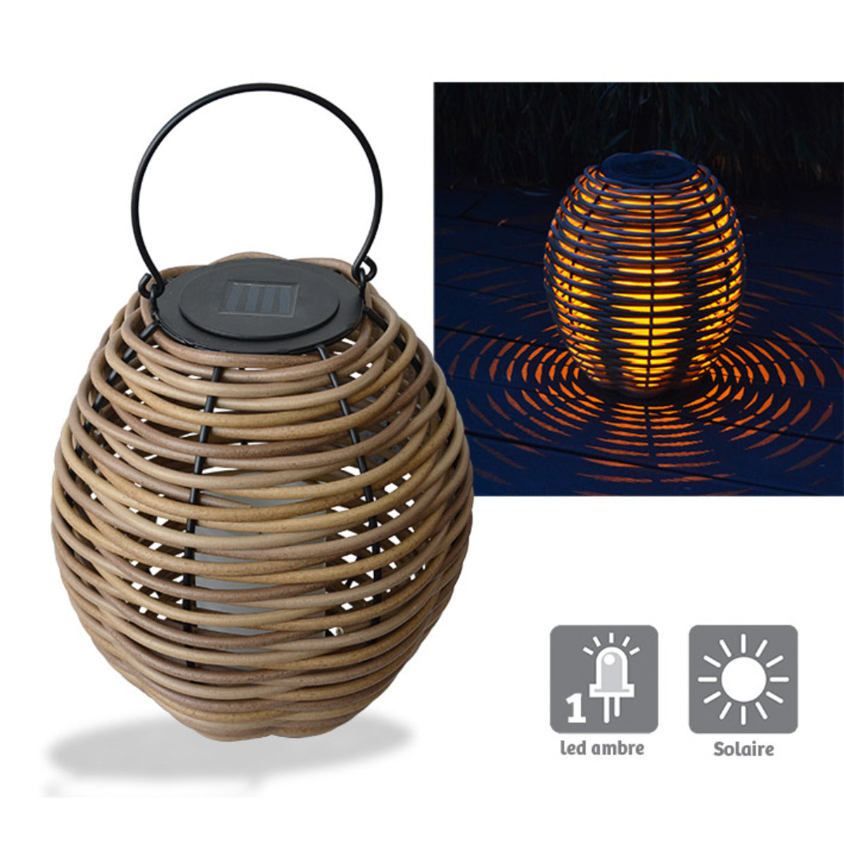 Lanterne solaire tressée Alicia - Orium
