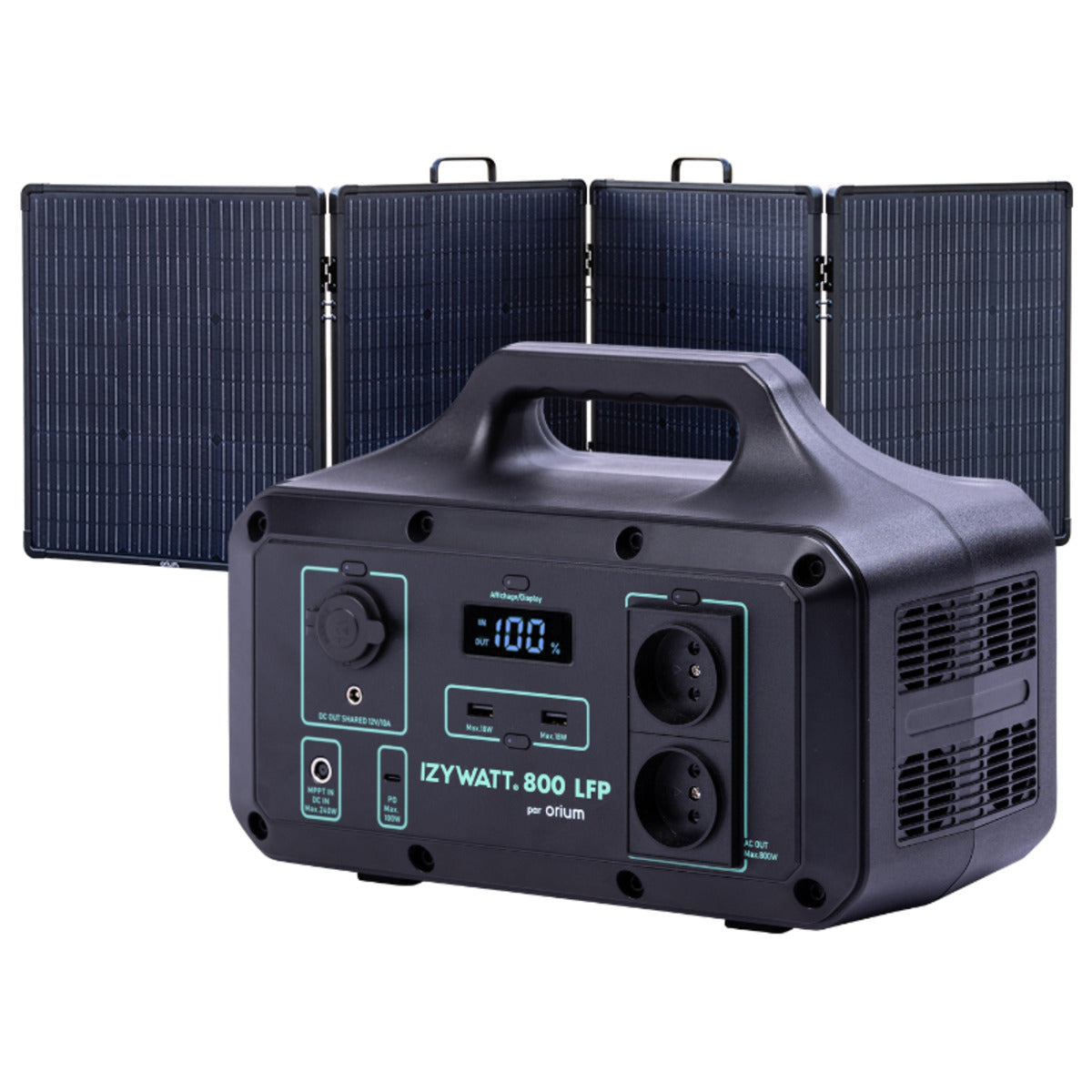 Pack générateur solaire LFP Izywatt 800 + panneau solaire 200W - Orium