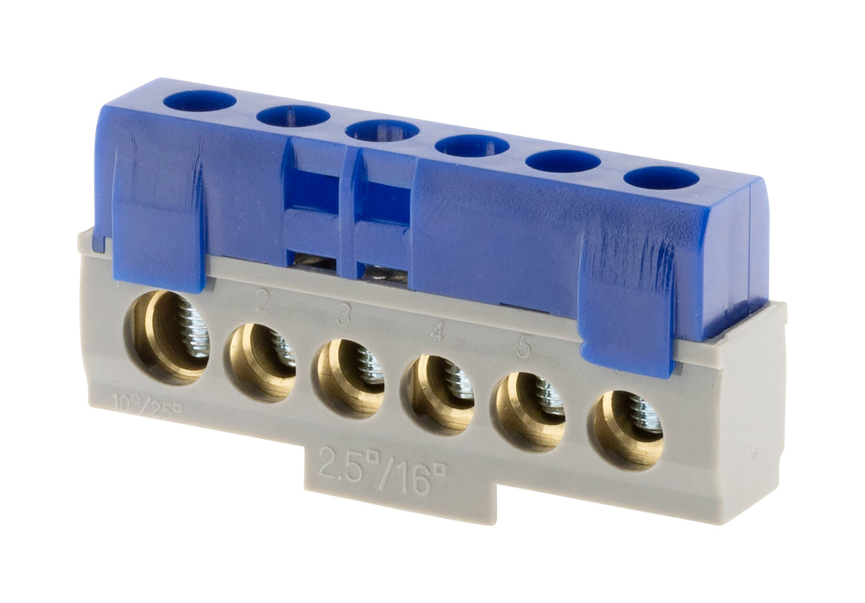 Bornier neutre 6 connexions bleu - Thomson