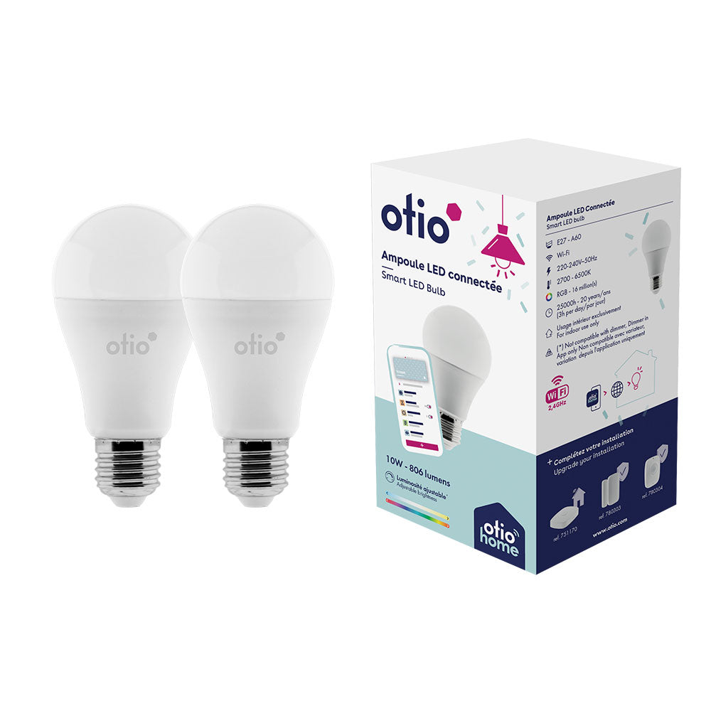 Pack d'ampoules connectées WIFI LED E27 RGB - OtioHome