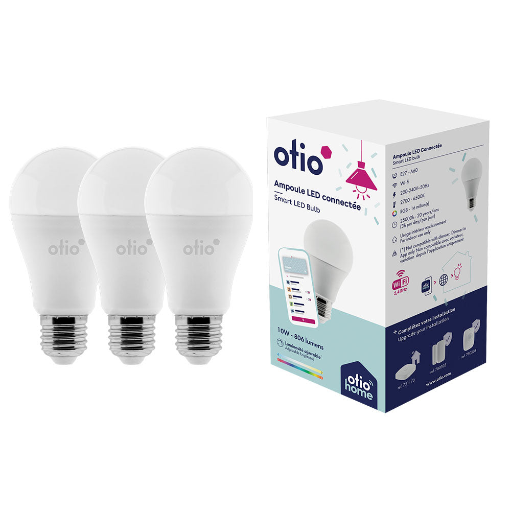 Pack d'ampoules connectées WIFI LED E27 RGB - OtioHome