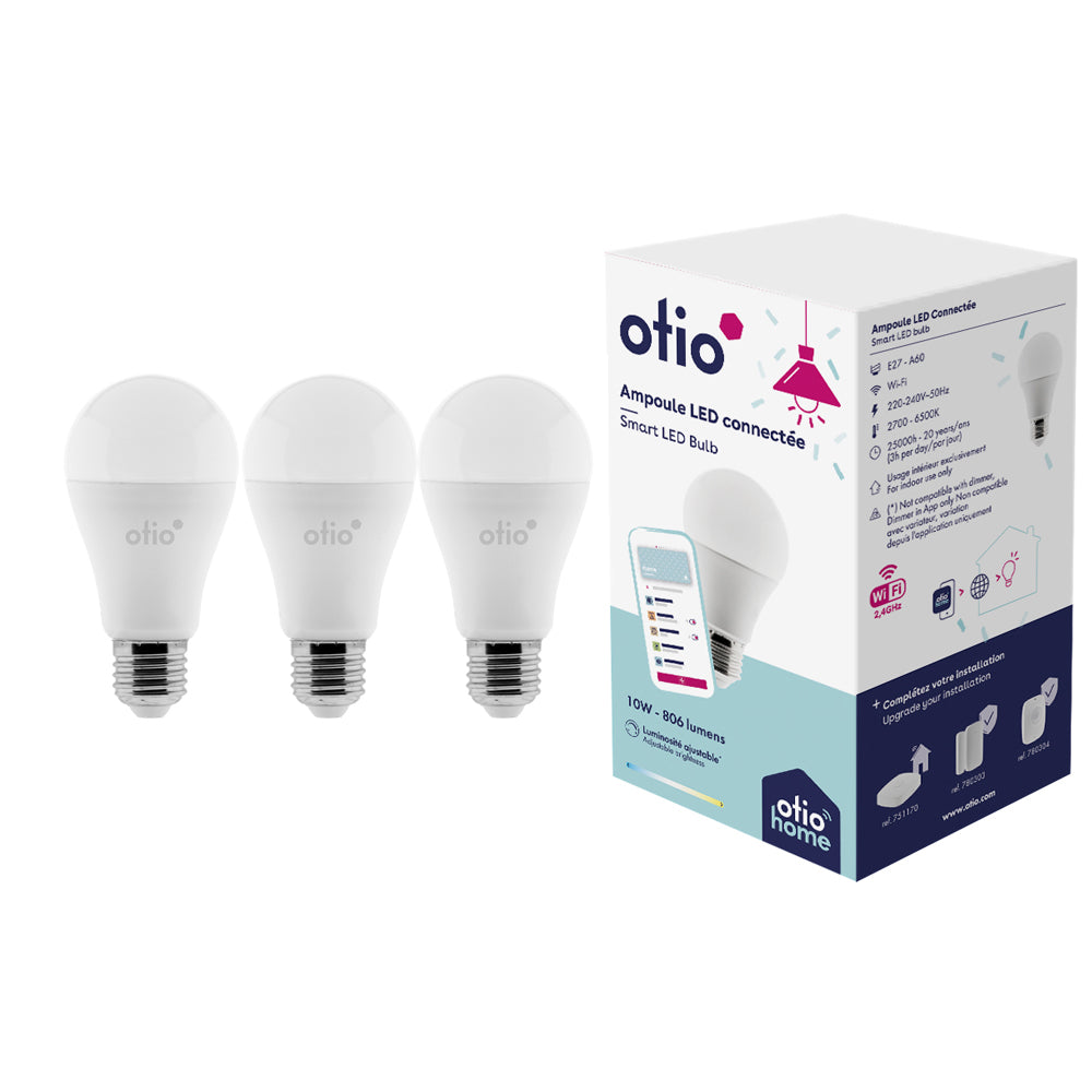 Pack ampoules connectées WIFI LED E27 10W - OtioHome